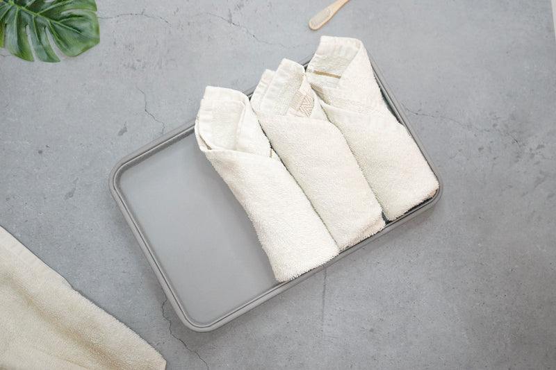Grey Faux Leather Oblong Serving Tray