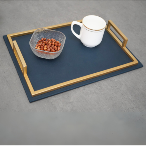 Rectangular Serving Tray with Handles in Navy Blue