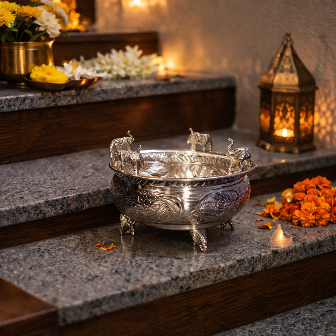 Everyday Charm: Styling Your Home with RCasa’s Silver-Toned Elephant Urli