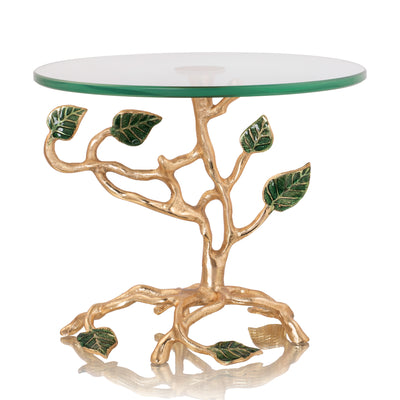 Decorative Leaf Stand with Glass Top