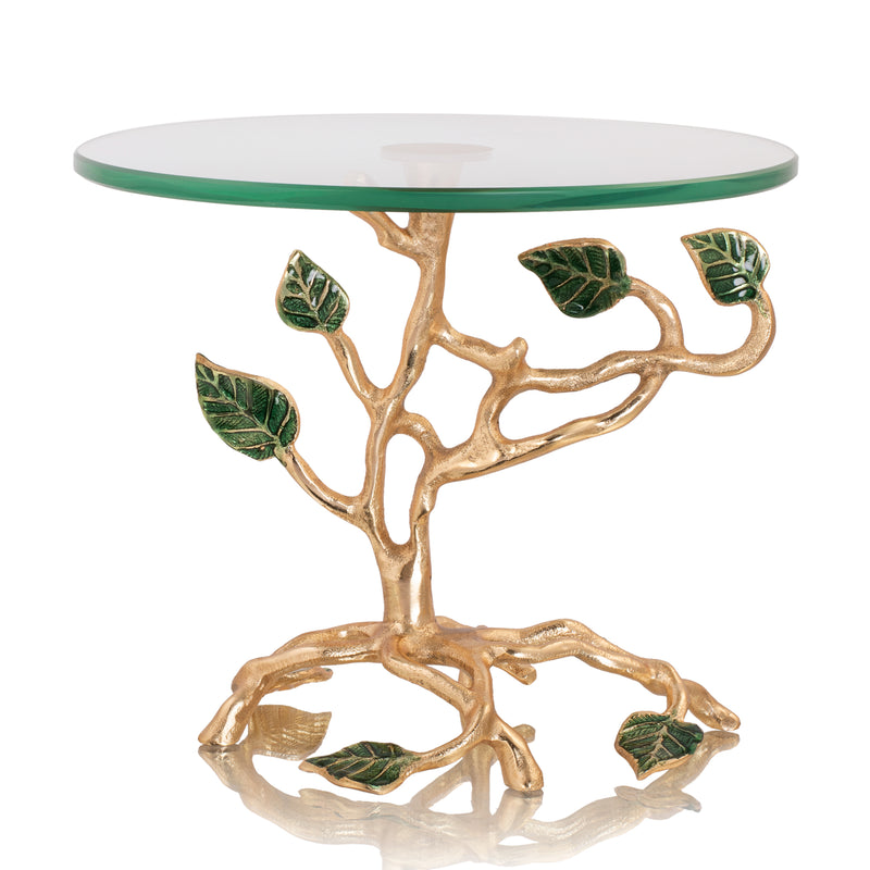 Decorative Leaf Stand with Glass Top