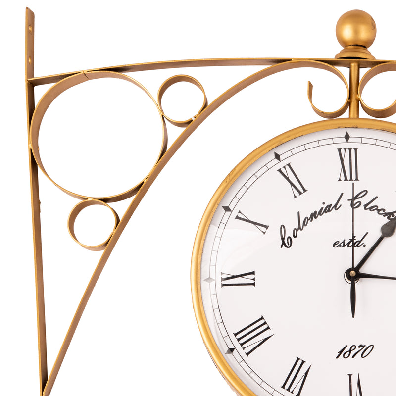 Copper Metallic Gold Carving Station Clock
