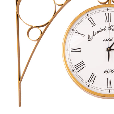 Copper Metallic Gold Carving Station Clock