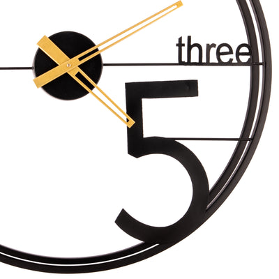 12-Three-5 Elegant Black Wall Clock