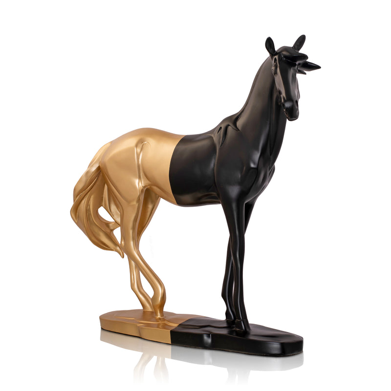 Black & Gold Cavallo Running Horse Polyresin Figurine