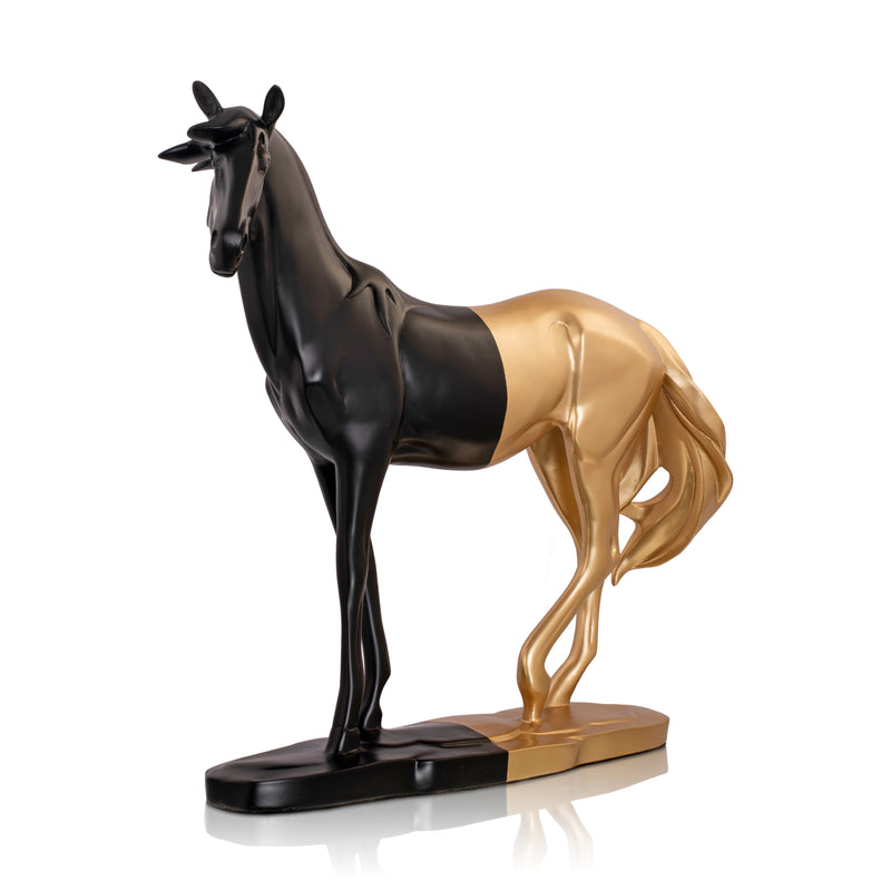 Black & Gold Cavallo Running Horse Polyresin Figurine