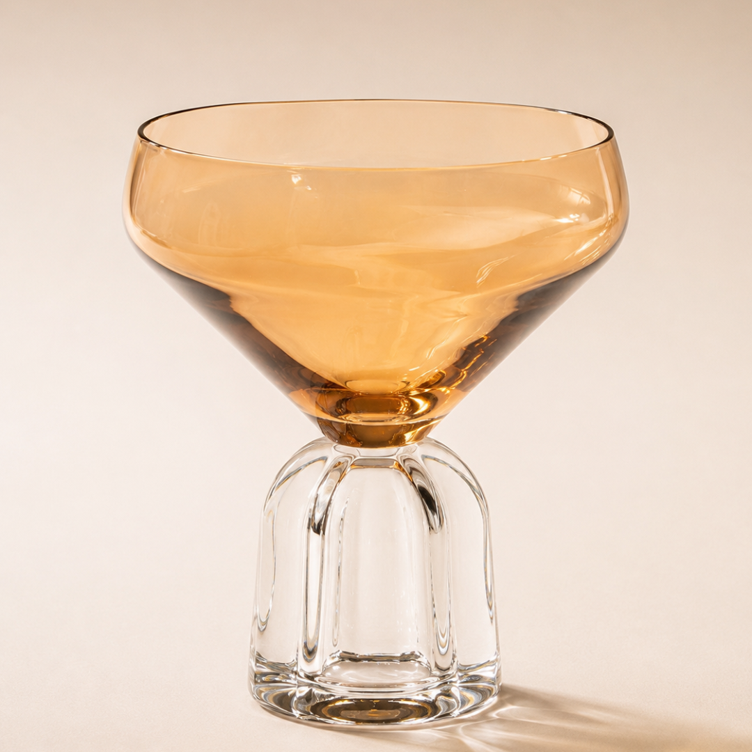 Fluted Petal Goblet Glass, Amber, set of 6