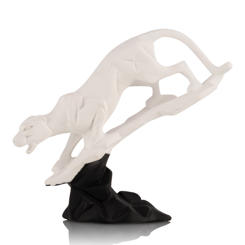 White & Black Tiger On Rock Figurine