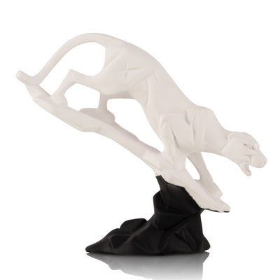 White & Black Tiger On Rock Figurine