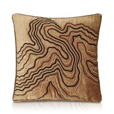 Brown & Beige Suede Fabric Cushion Cover 16x16 inch