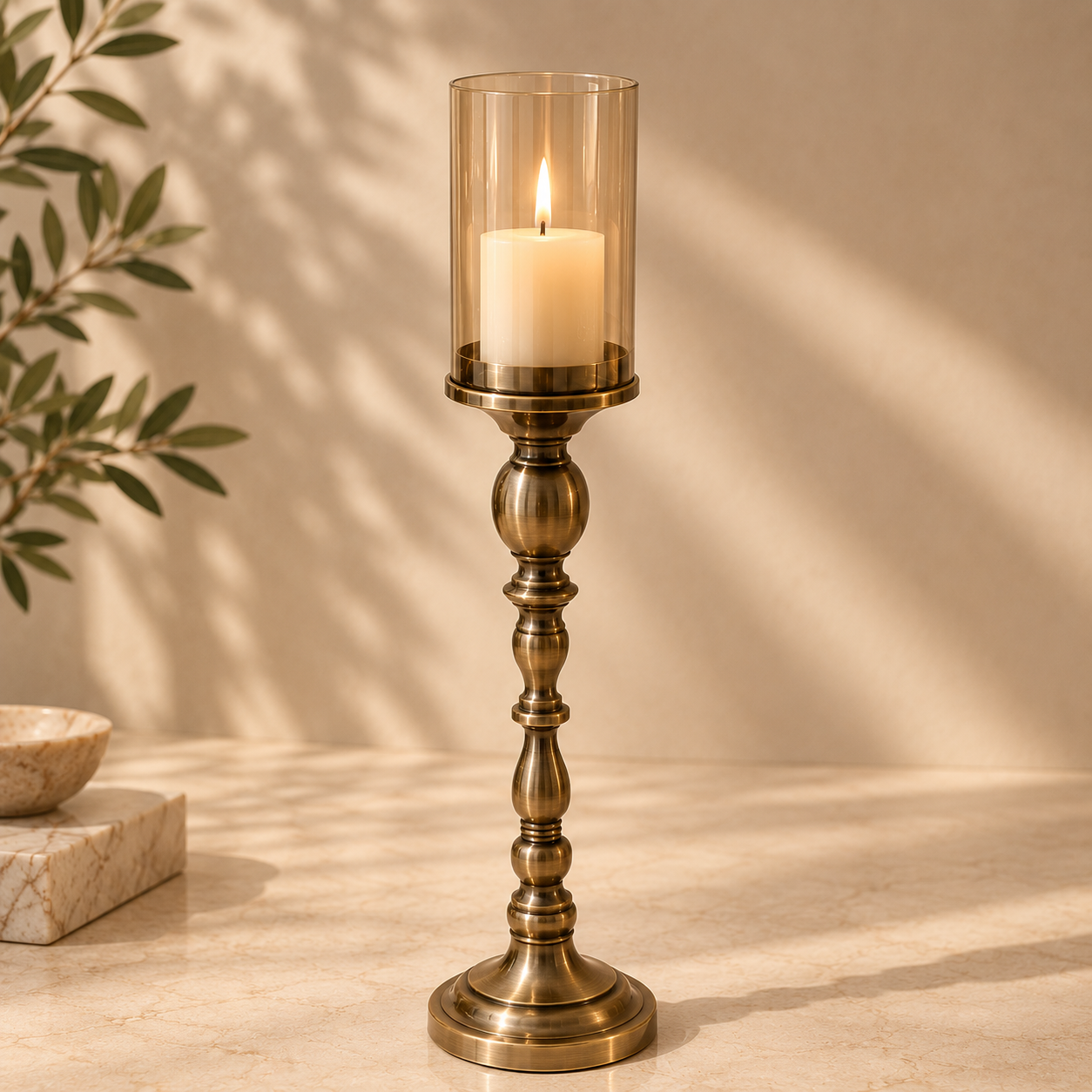 Regal Pedestal Hurricane Candle Holder, Large