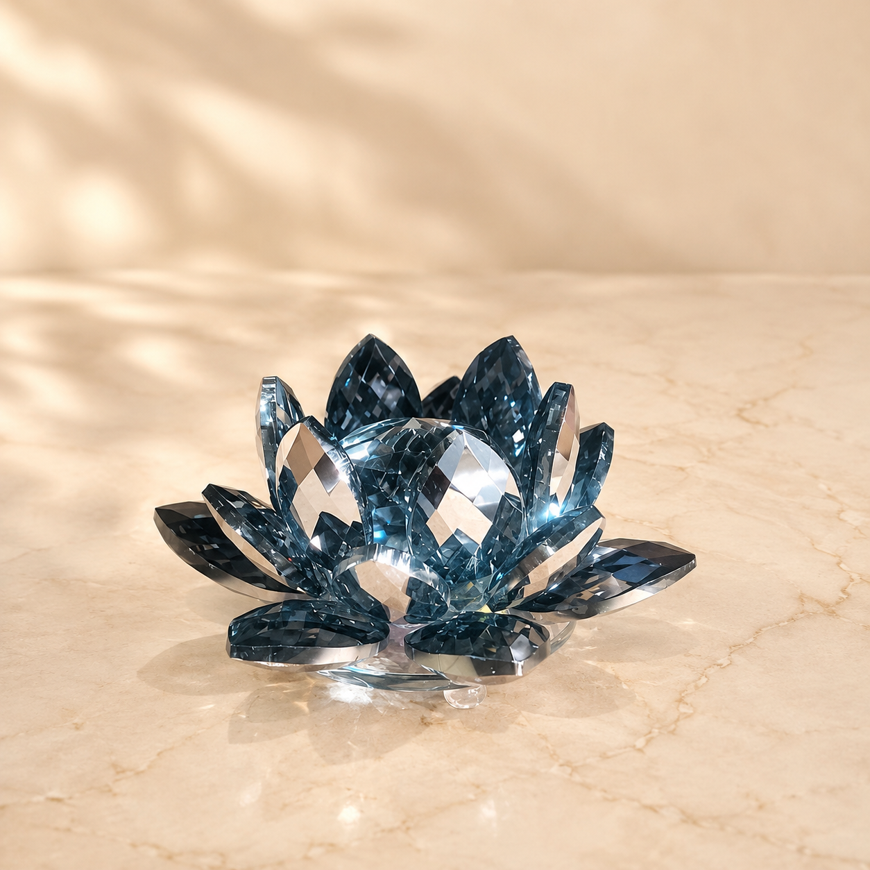 Crystal Lotus Tealight Holder, Blue