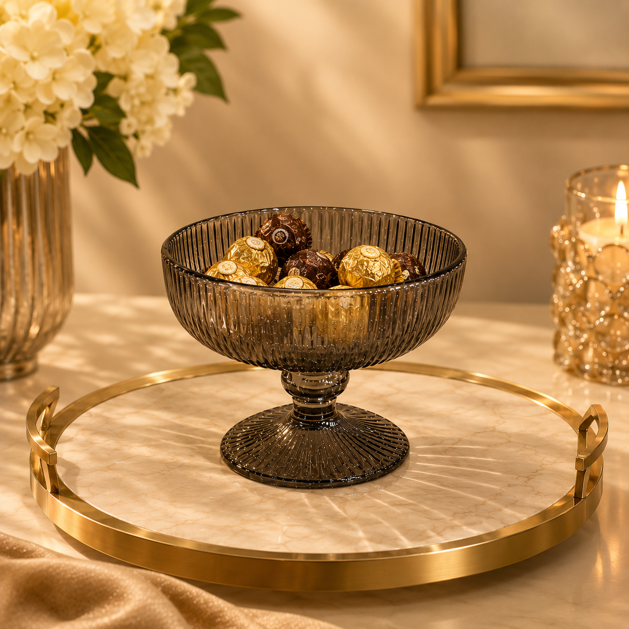 Grey Fluted Dessert Bowls – Set of 6