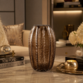 Textured Glass Vase, Mocha