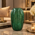 Textured Glass Vase, Emerald