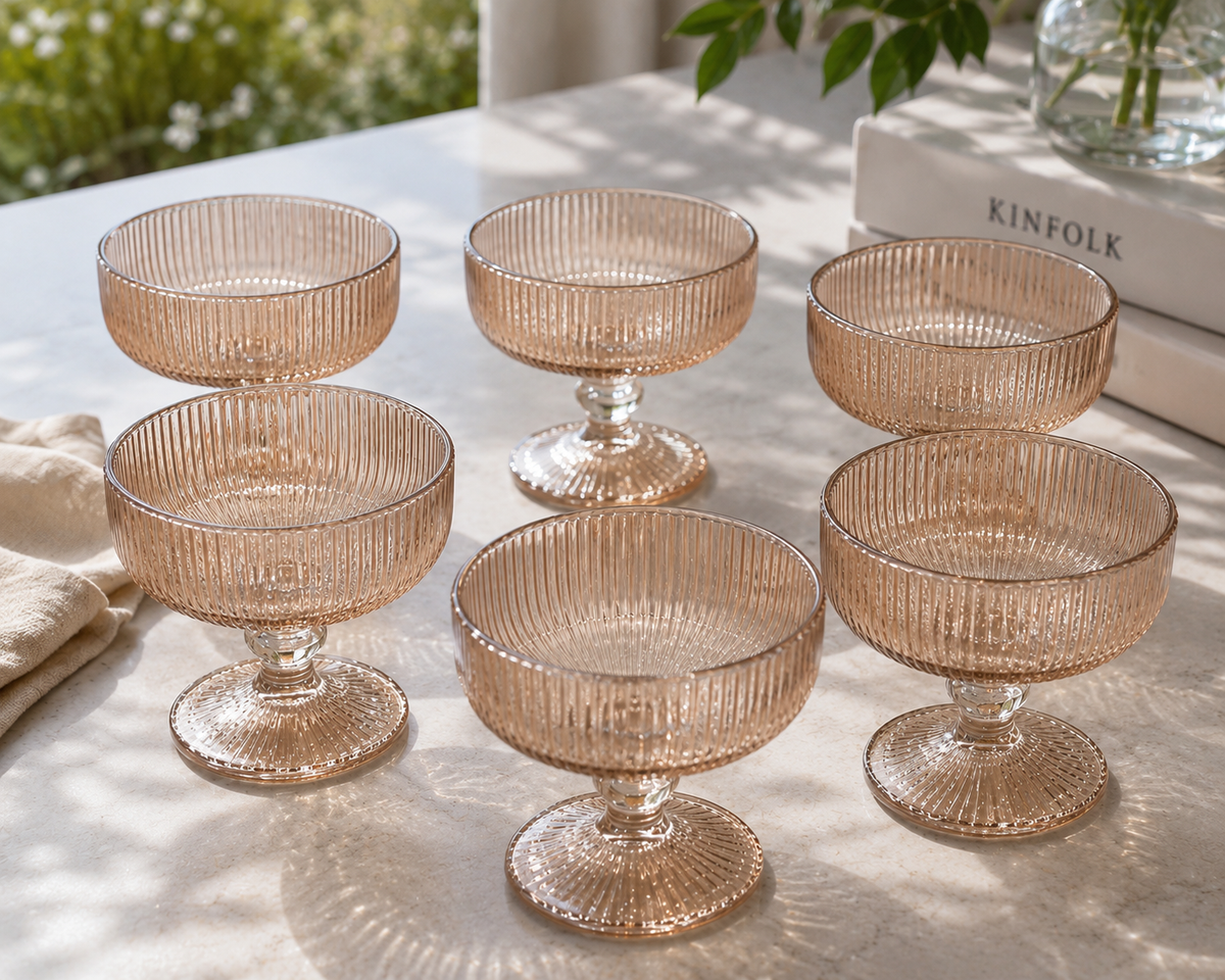 Amber Fluted Dessert Bowls – Set of 6
