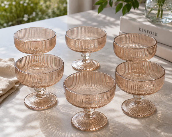 Amber Fluted Dessert Bowls – Set of 6