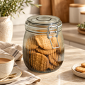 Fluted Airtight Mason Glass Storage Jar 850 ml, Grey