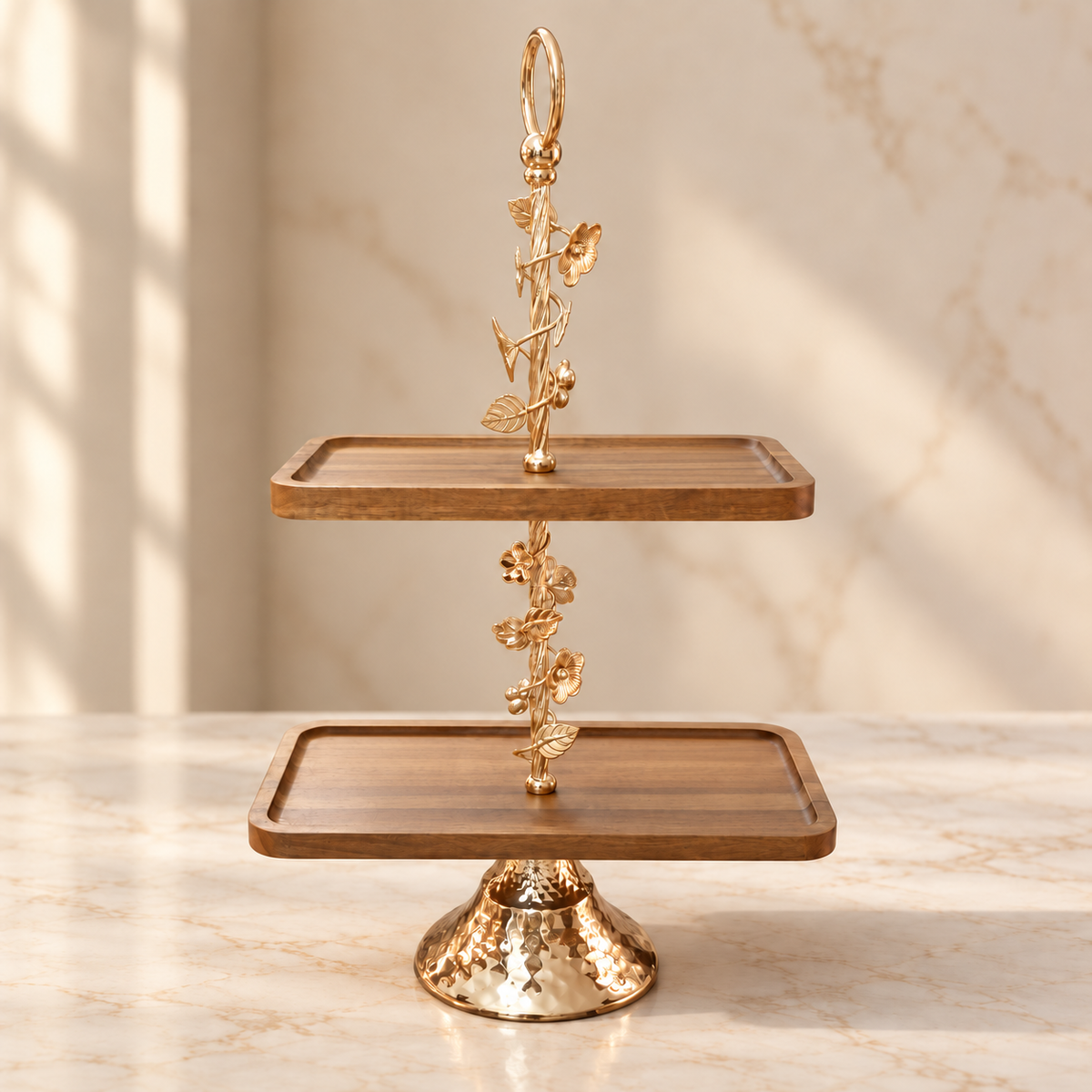Golden Vine Two-Tier Serving Stand