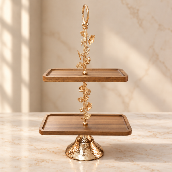 Golden Vine Two-Tier Serving Stand