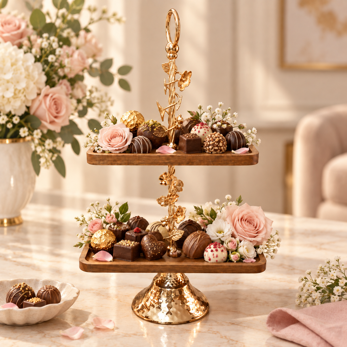 Golden Vine Two-Tier Serving Stand