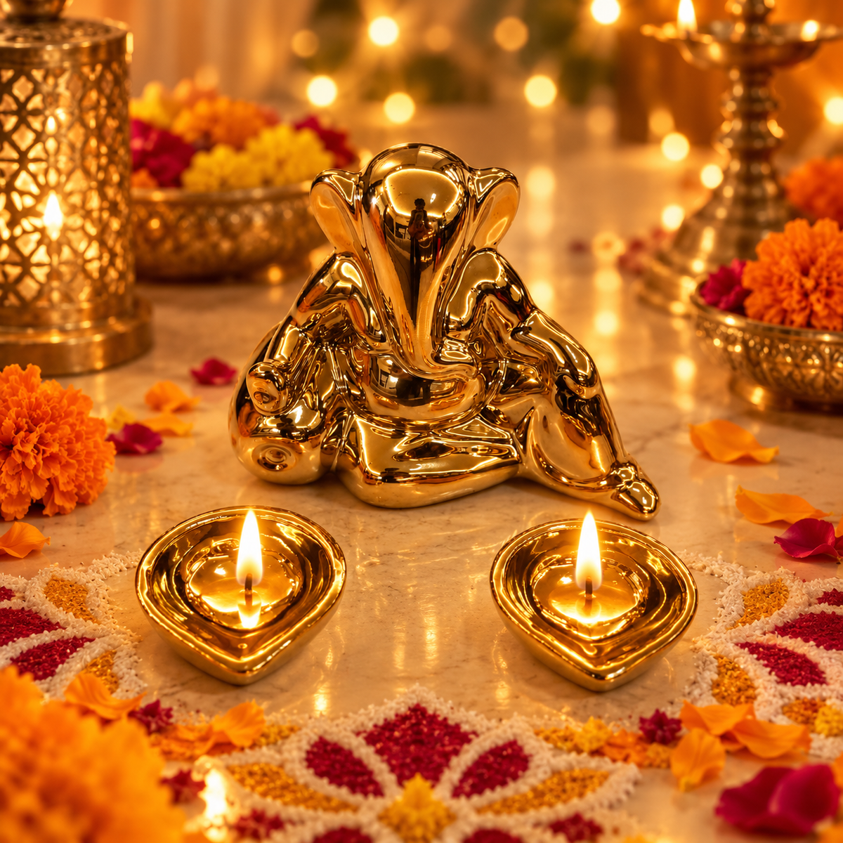Divya Ganesh Set with 2 Diyas