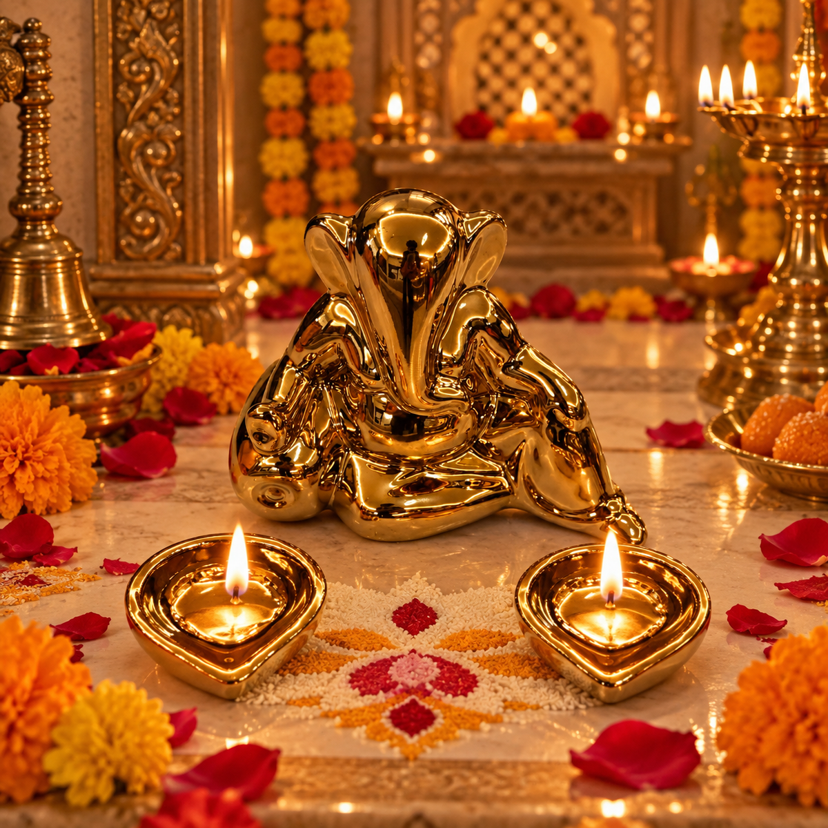 Divya Ganesh Set with 2 Diyas