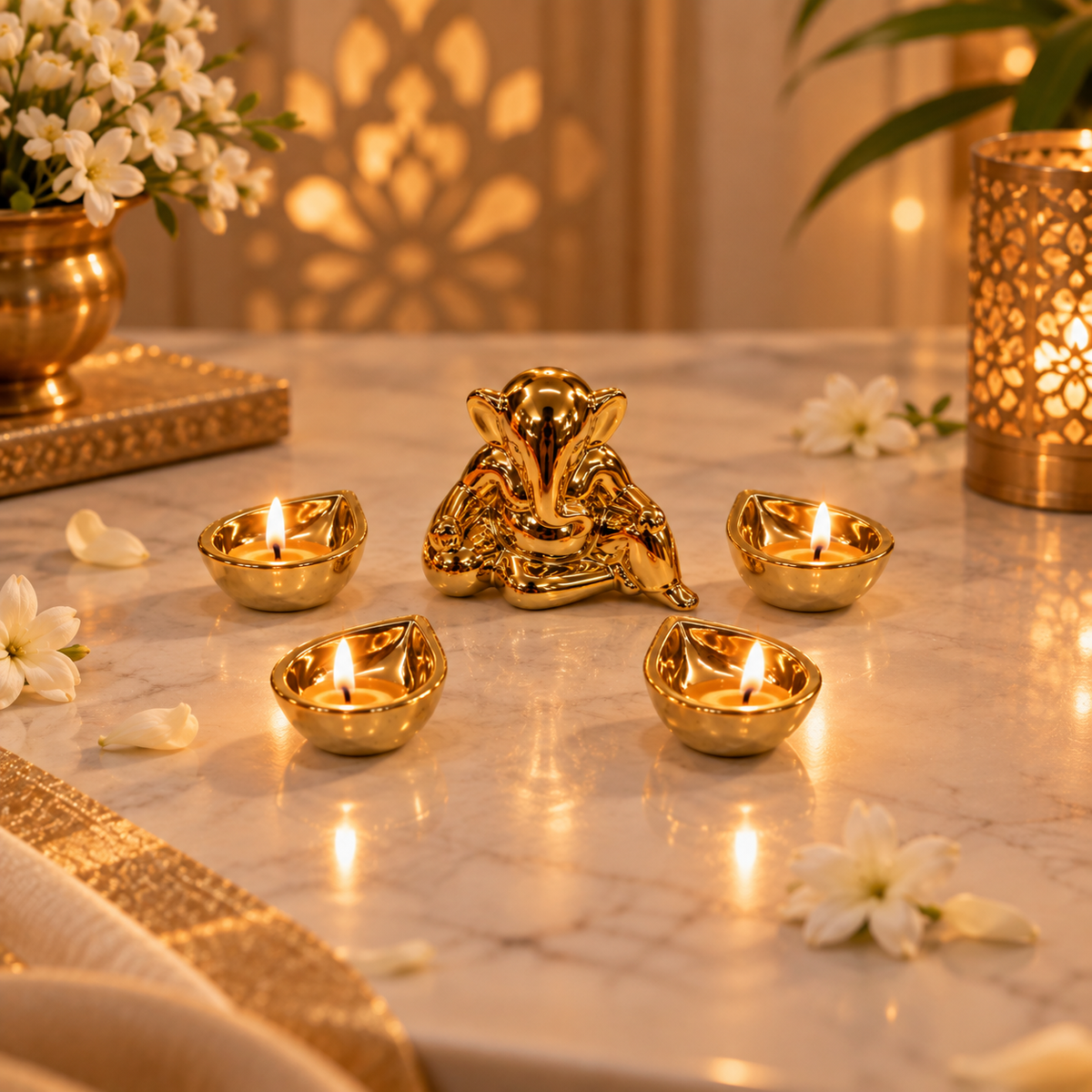 Divya Ganesh Set with 4 Diyas