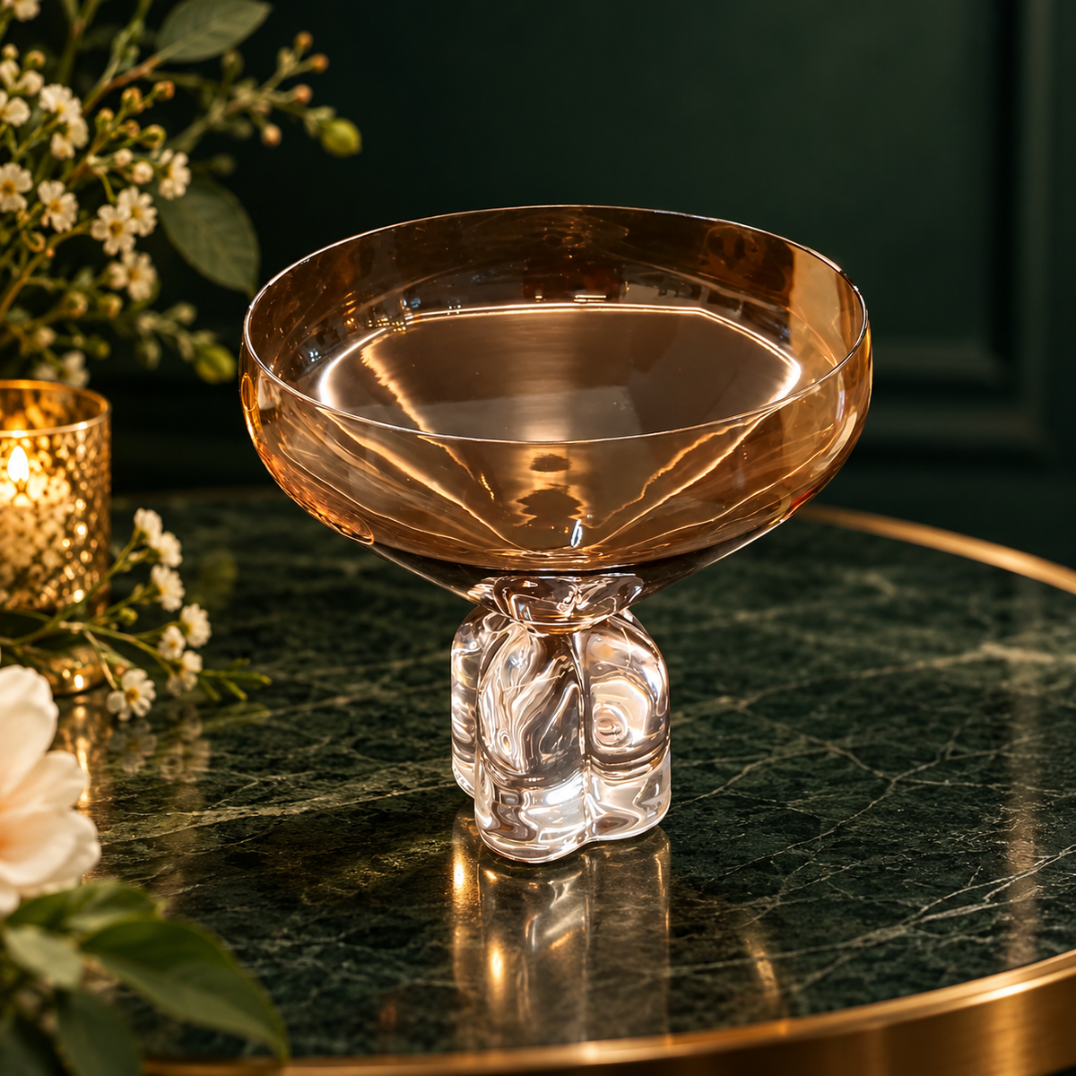 Fluted Petal Goblet Glass, Gold, set of 6