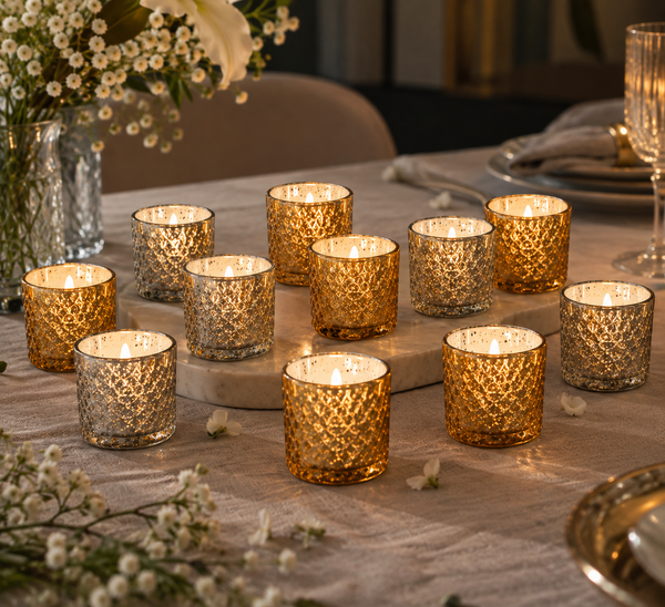 Textured Glass Candle Set
