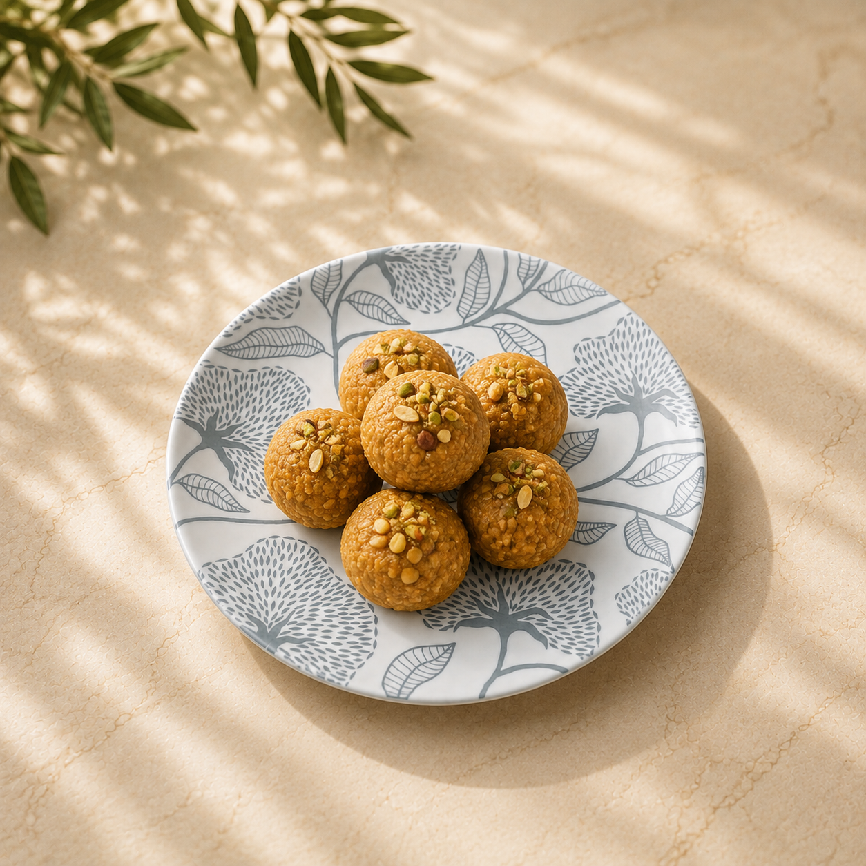 Printed Quarter Plate, Light Blue