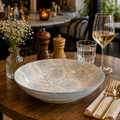 Printed Pasta & Serving Bowl, Light Blue