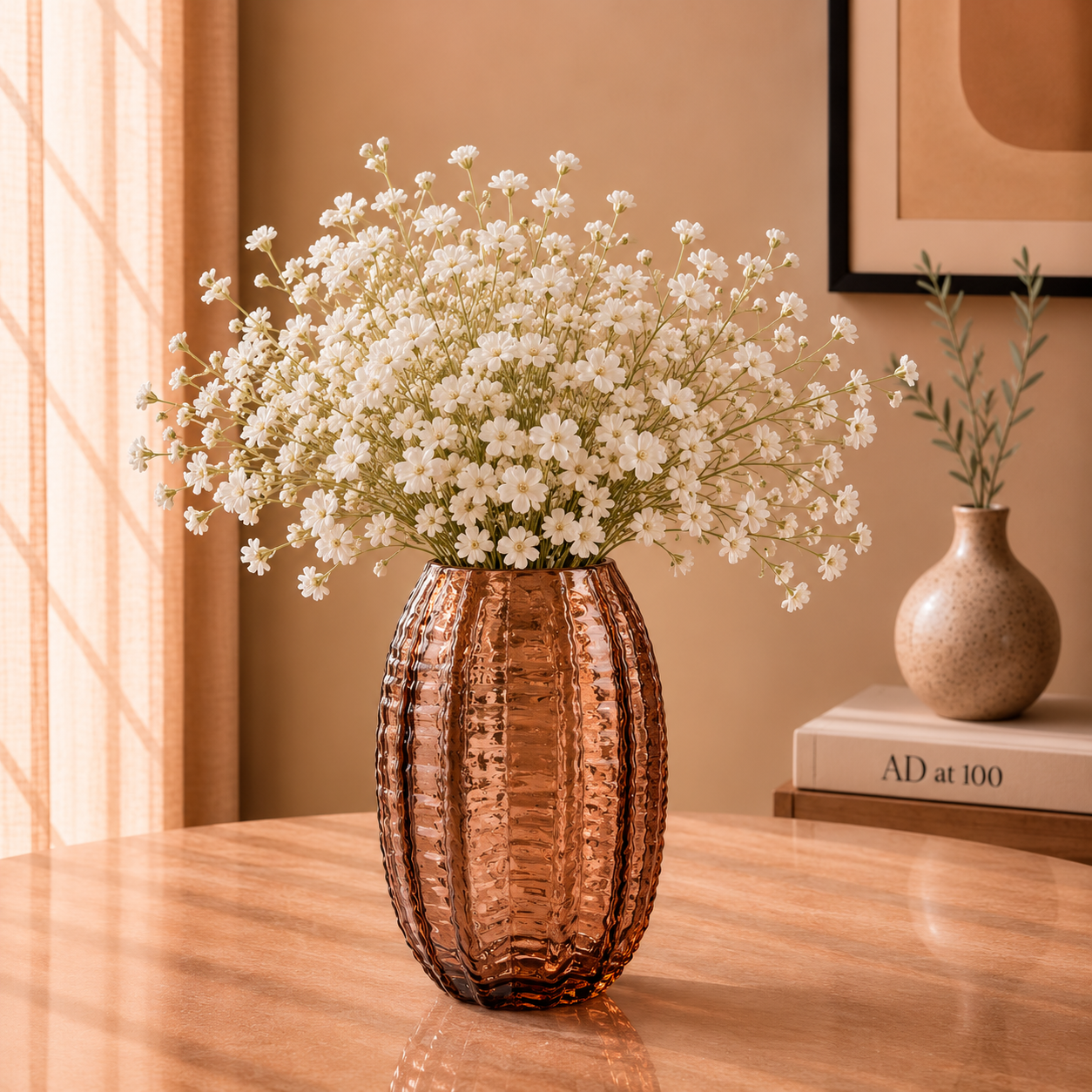 Textured Glass Vase, Amber