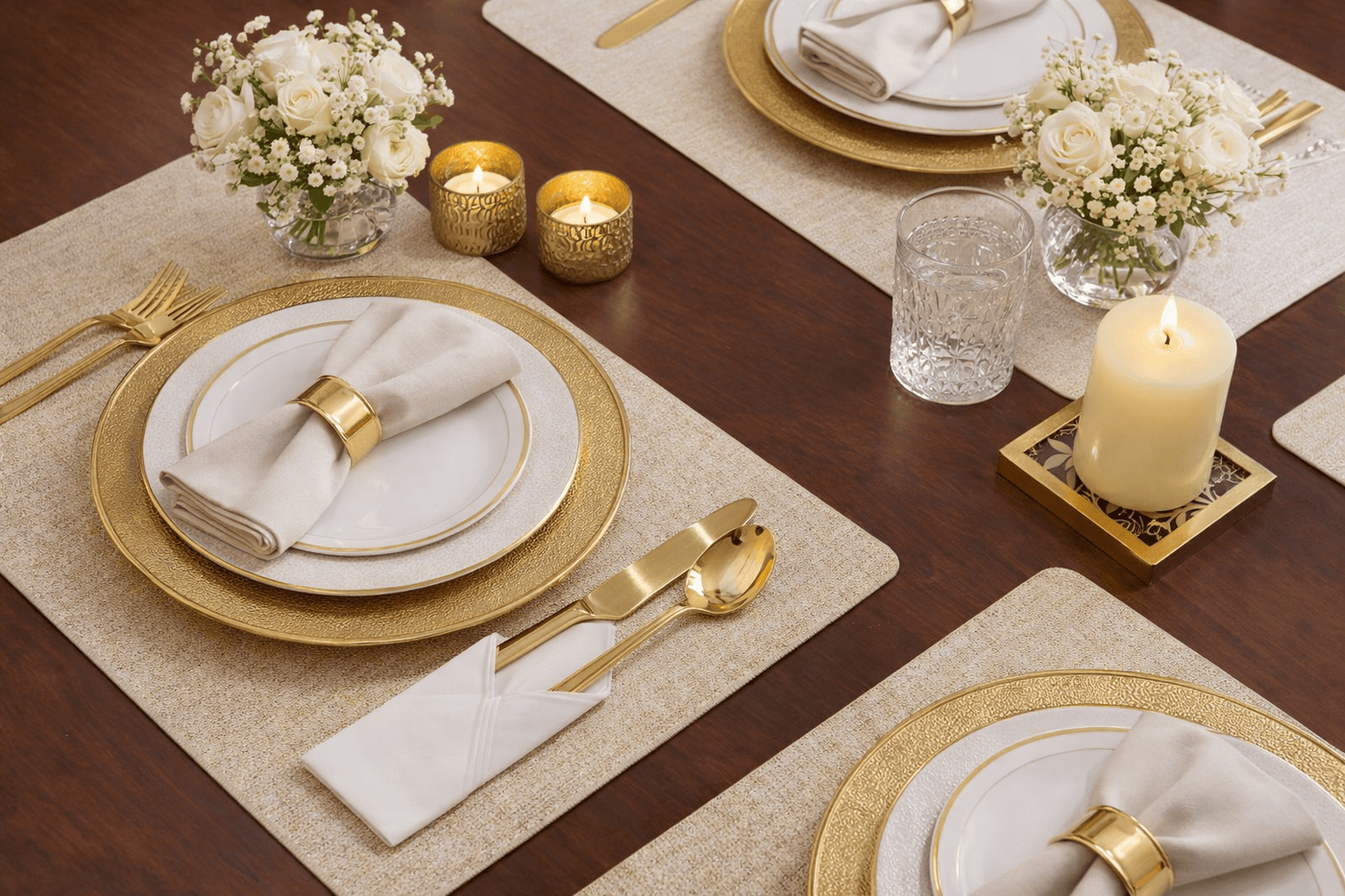 Set of 2 Table Placemats in Croco, Beige