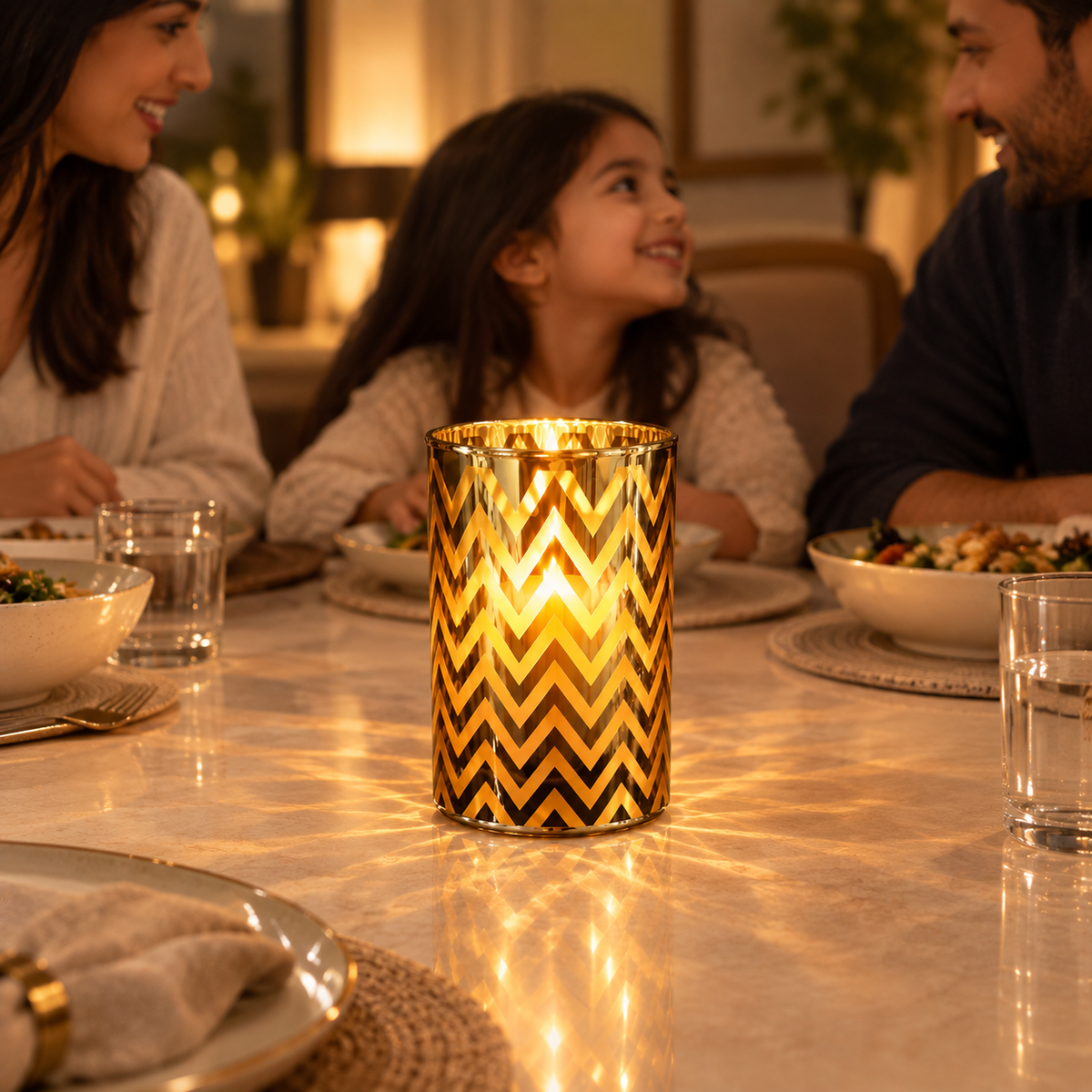 Golden Chevron Candle Holder, Big