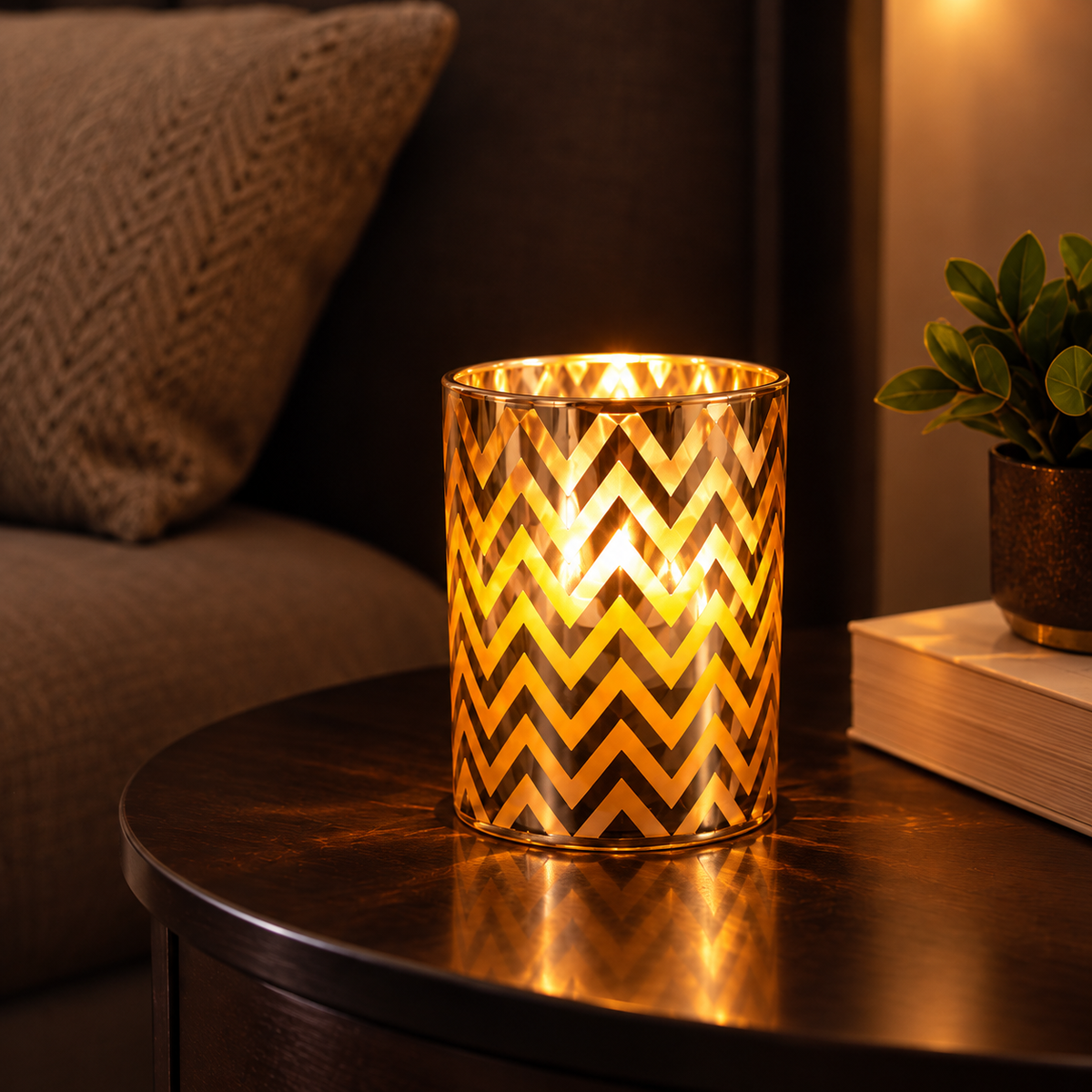 Golden Chevron Candle Holder, Small