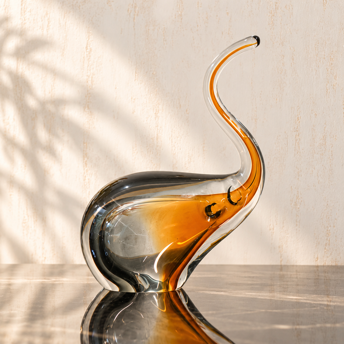 Amber Glass Elephant Sculpture, Big