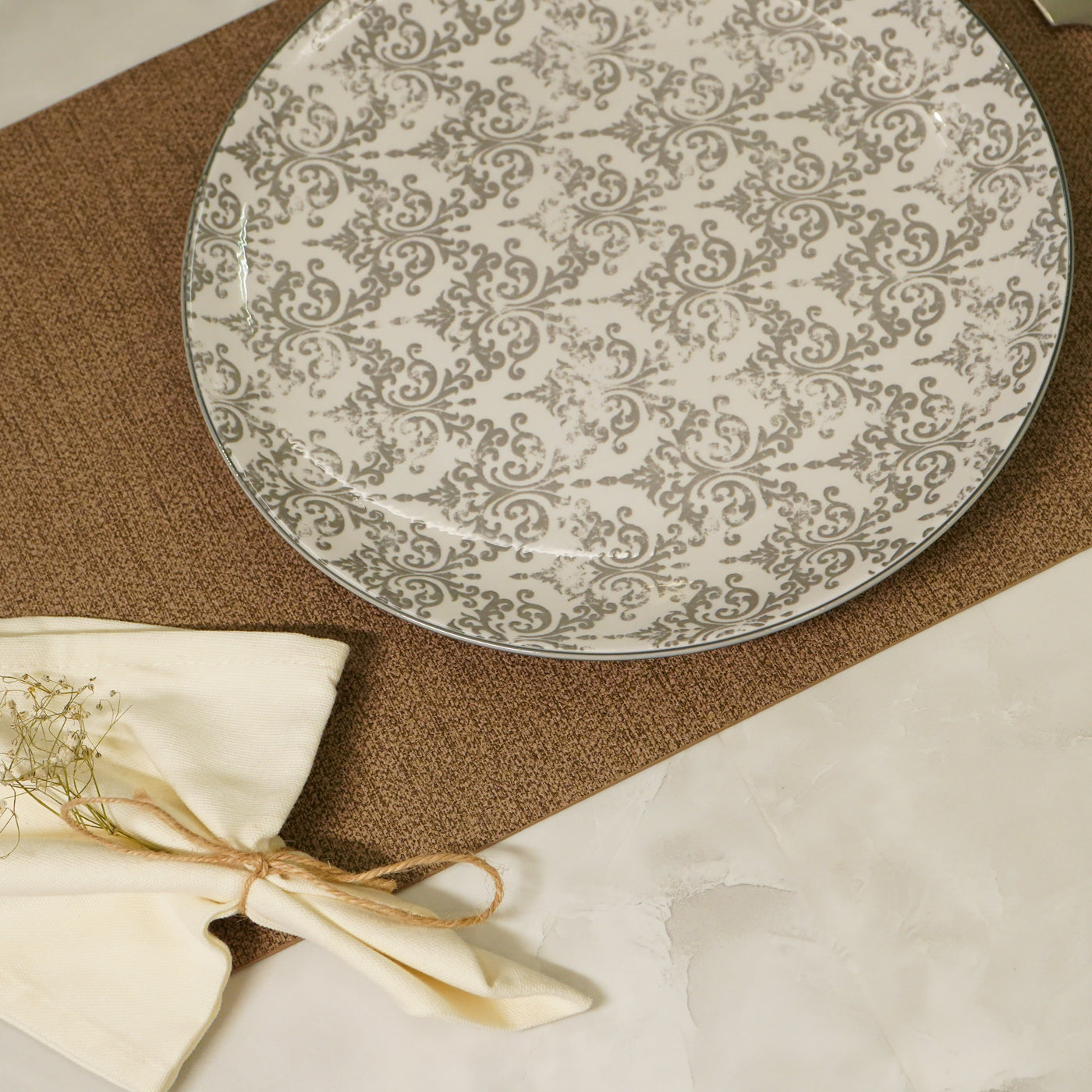 Classic Ivory-Grey Patterned Side Plate