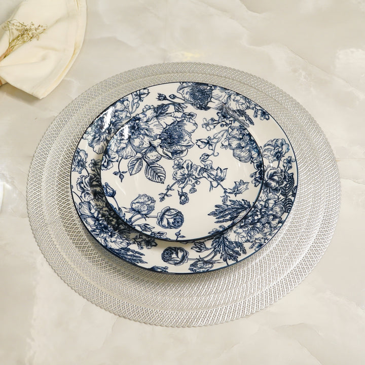 Blue floral plate large