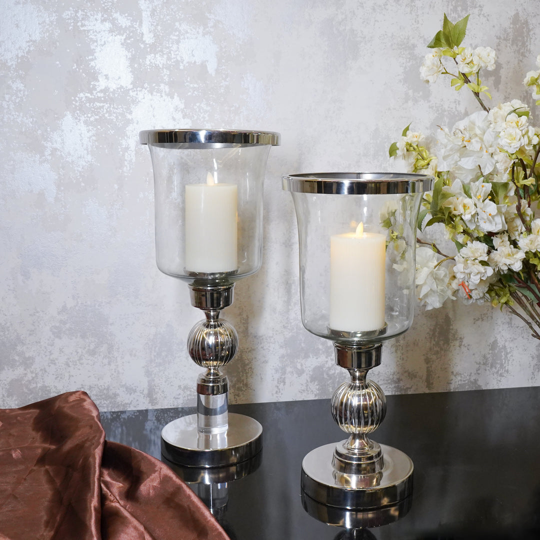 Silver Pillar Candle Holders, Small