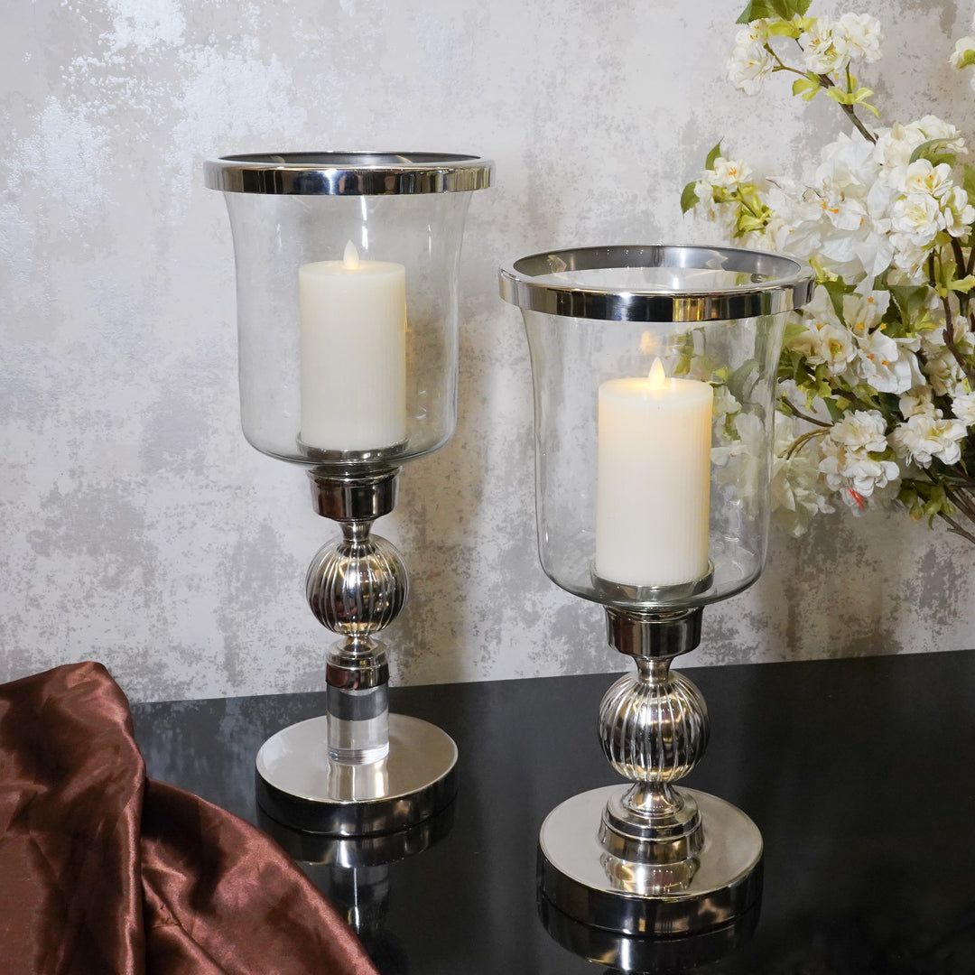 Silver Pillar Candle Holders, Small