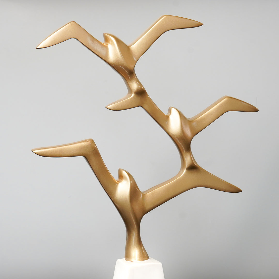 White & Gold Birds of Paradise Polyresin Figurine
