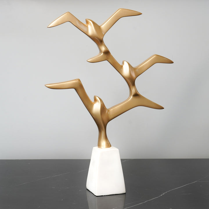 White & Gold Birds of Paradise Polyresin Figurine
