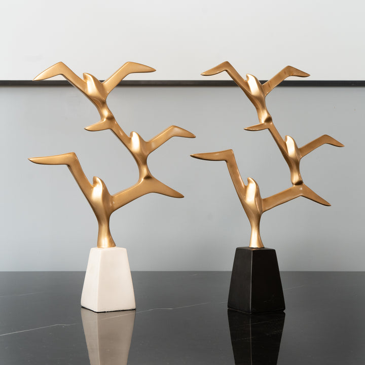White & Gold Birds of Paradise Polyresin Figurine