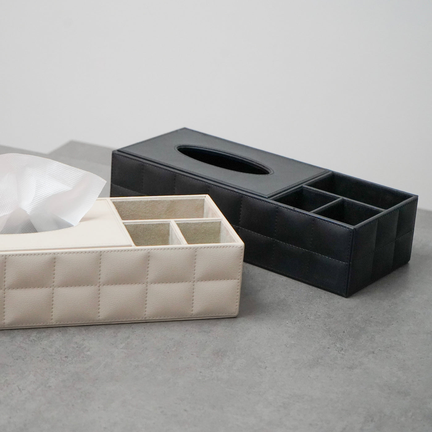 Multi-Purpose Organiser with Tissue Holder, Cream