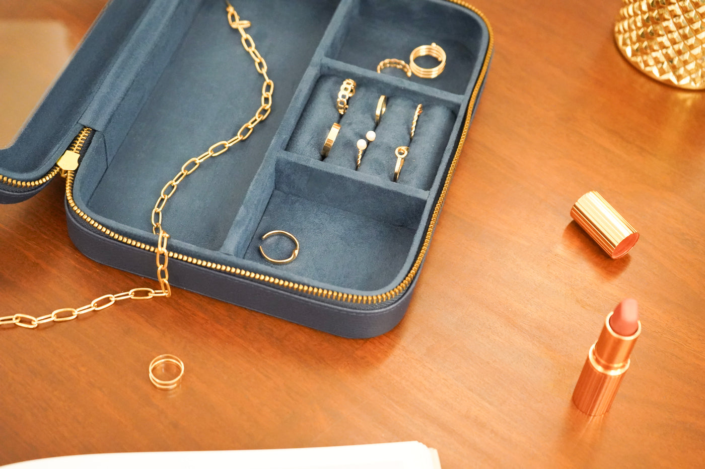Faux Leather Jewellery Travel Organiser Box, Blue