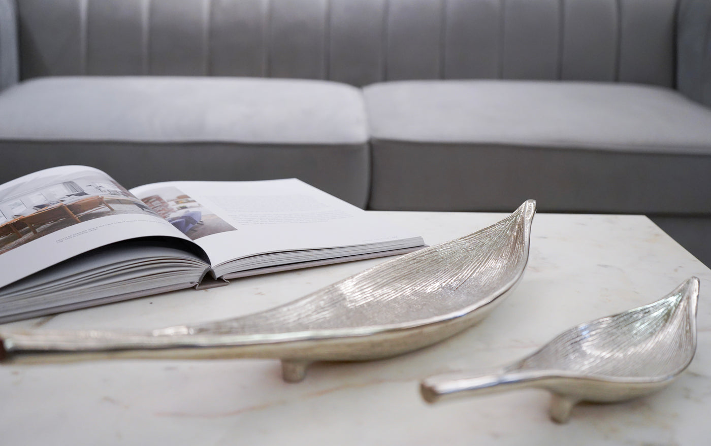 Silver Leaf Dish Decor Platter, Small