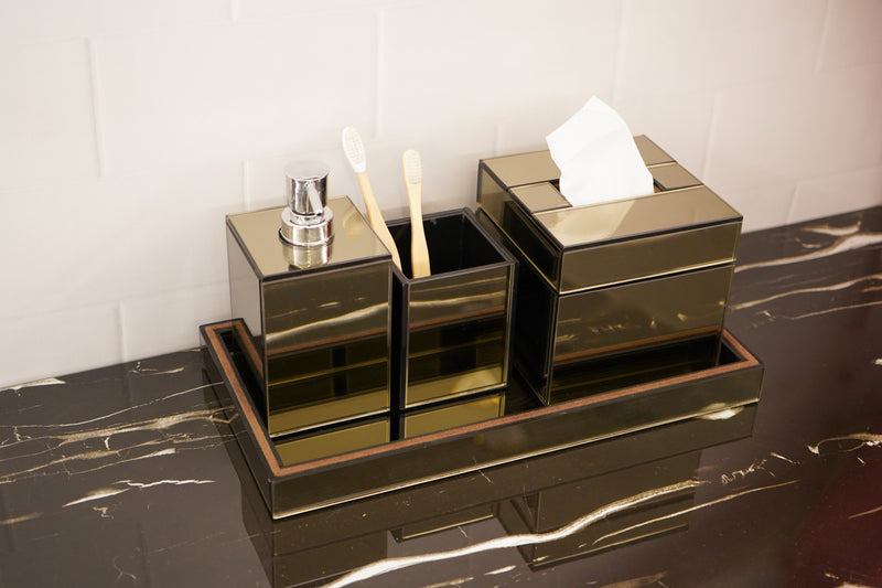Brown Bathroom 4 Piece Complete Organiser Set