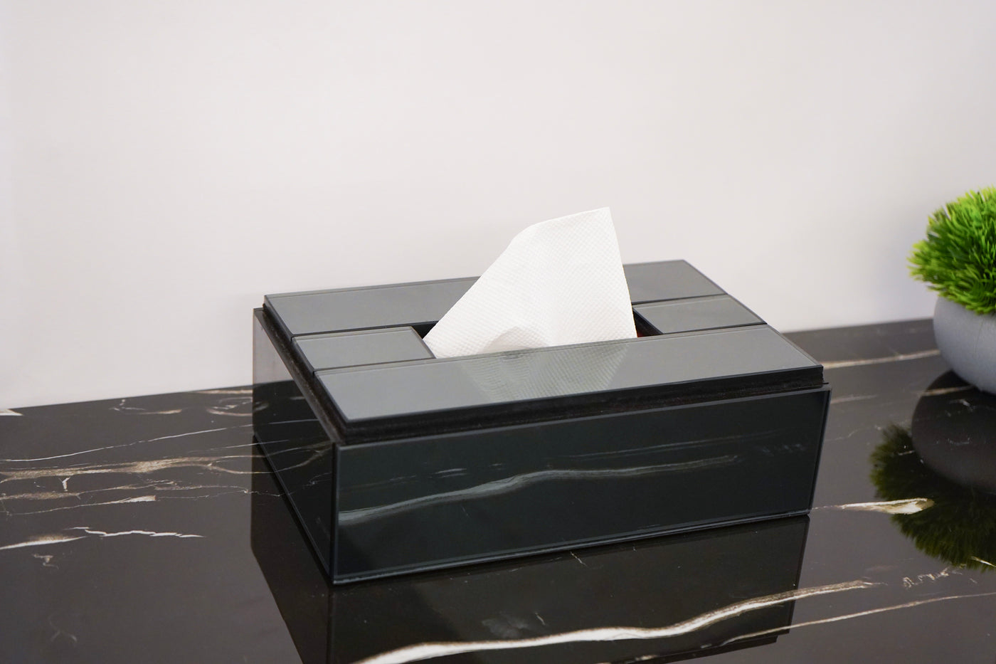 Mirror Glass Tissue Box, Blue