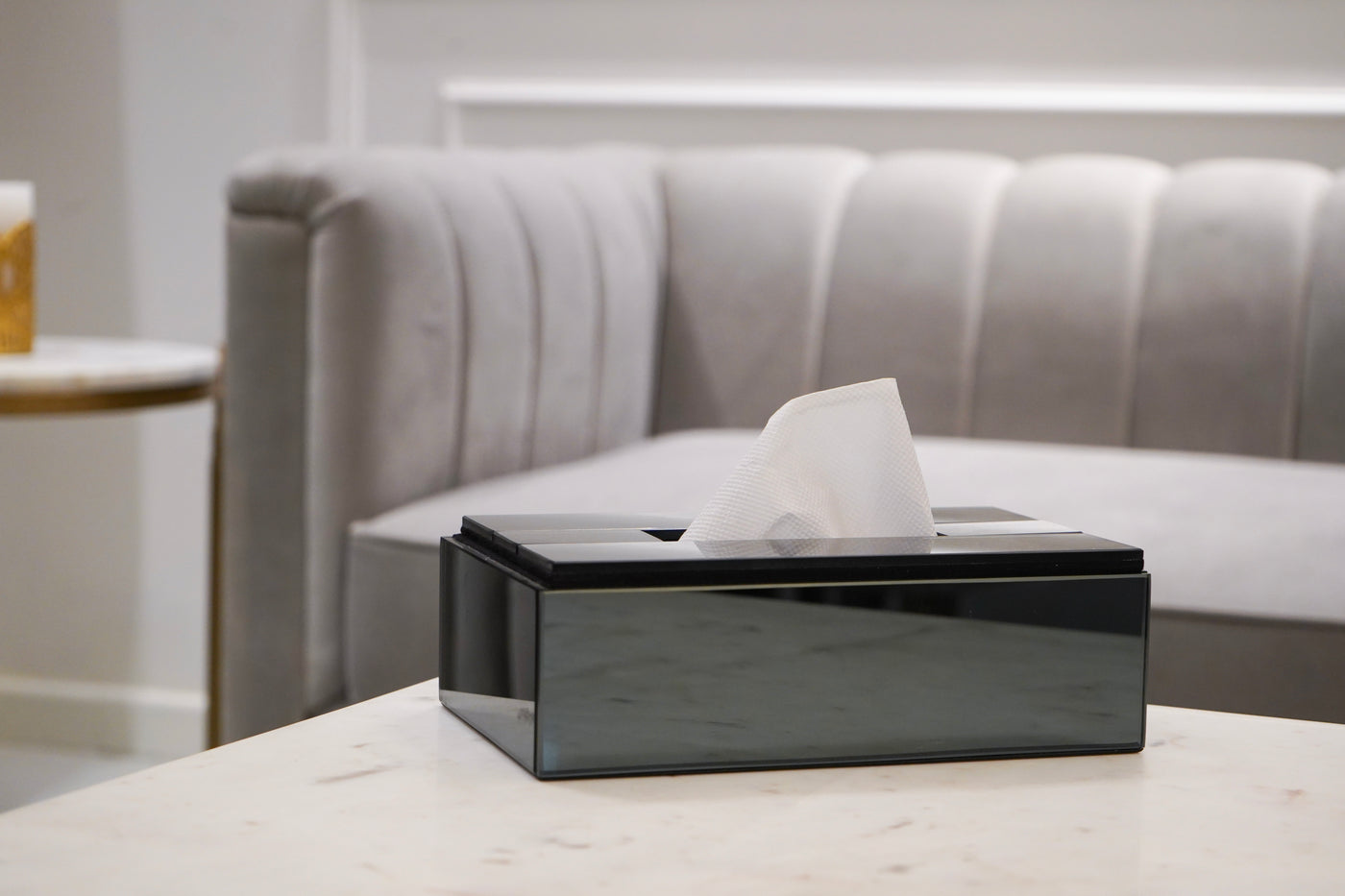 Mirror Glass Tissue Box, Blue